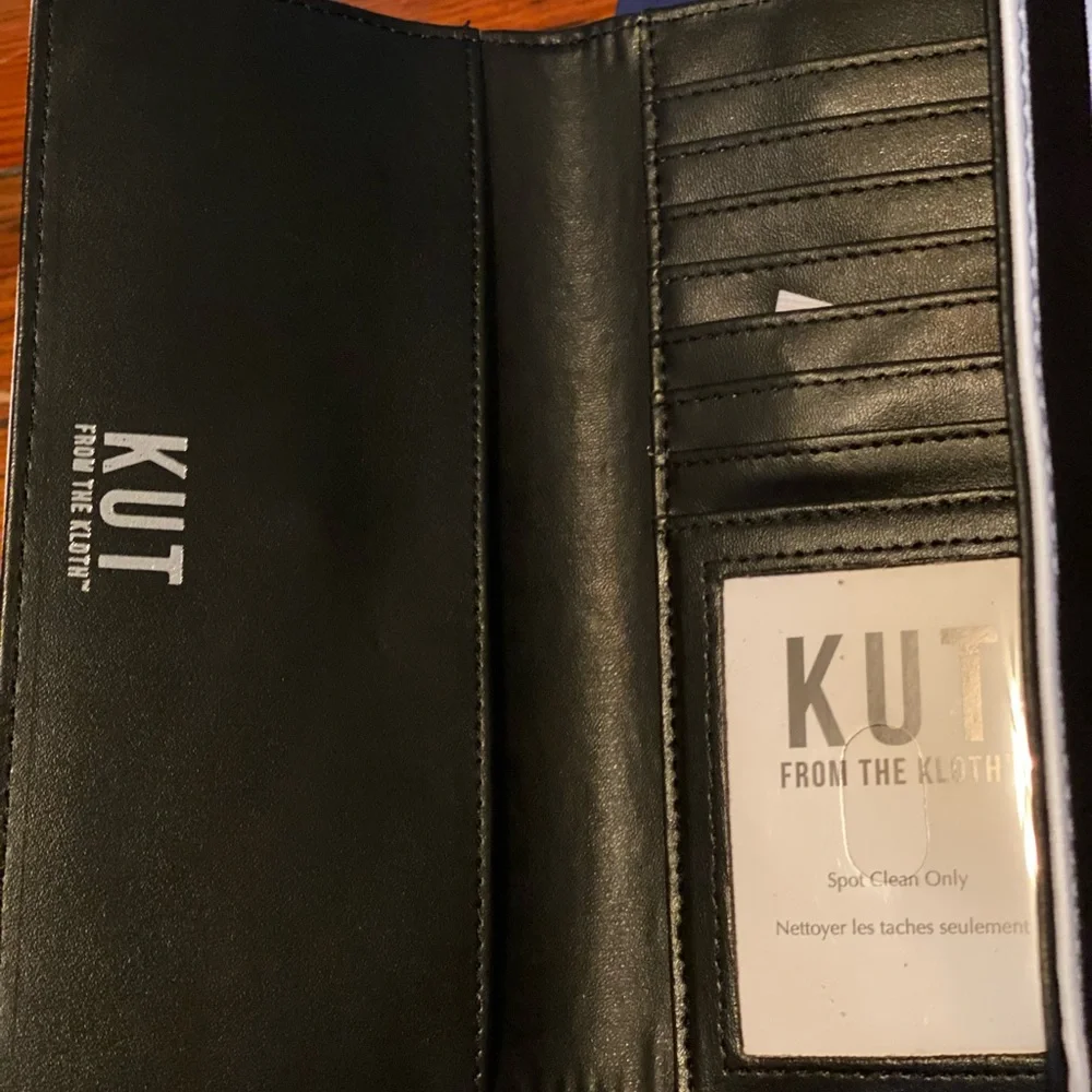 Kut from the Kloth black & white striped wallet NWT